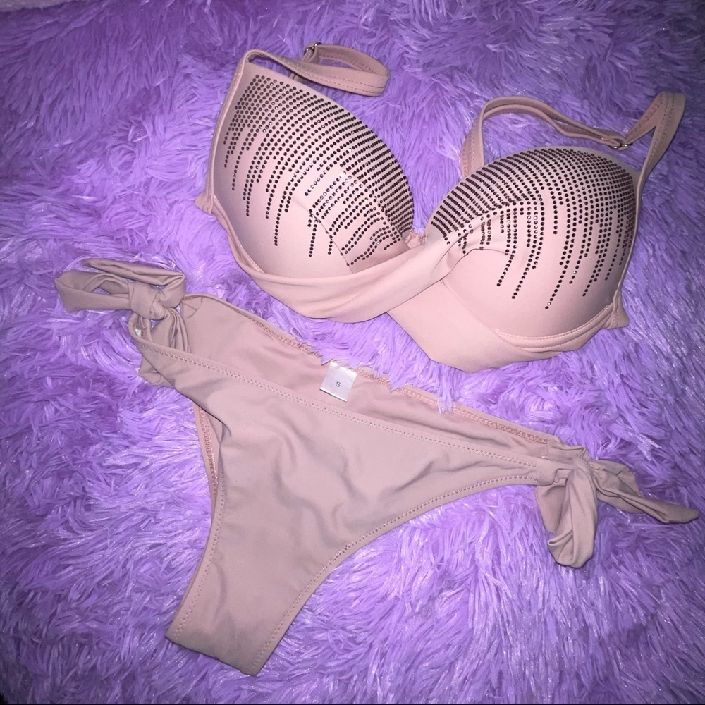 Dusty Rose Crystal Shimmer Bikini Swimsuit